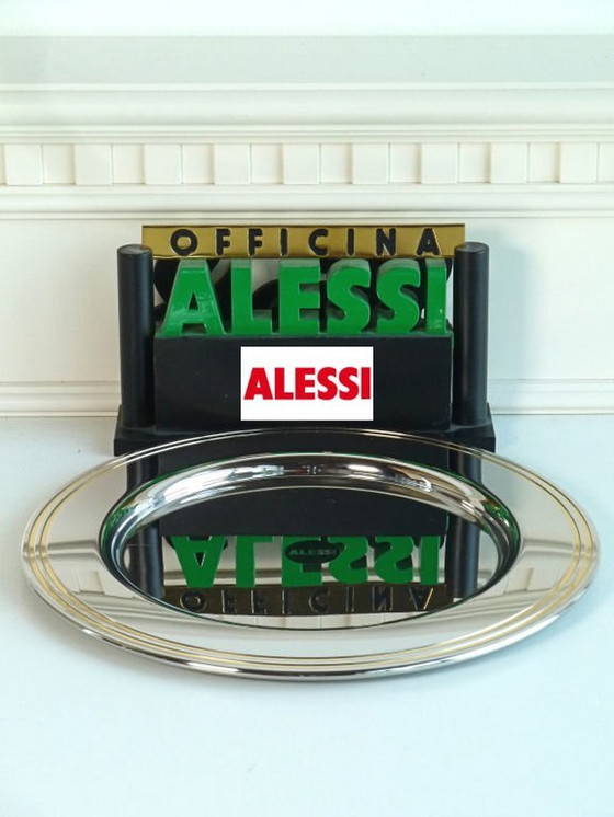 Image 1 of 2X Alessi Ng 5100 Runde untere Platte | Edelstahl und Gold | Ettore Sottsas