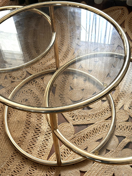 Image 1 of Ausziehbarer Couchtisch aus Messing und Glas von Morex, Italien