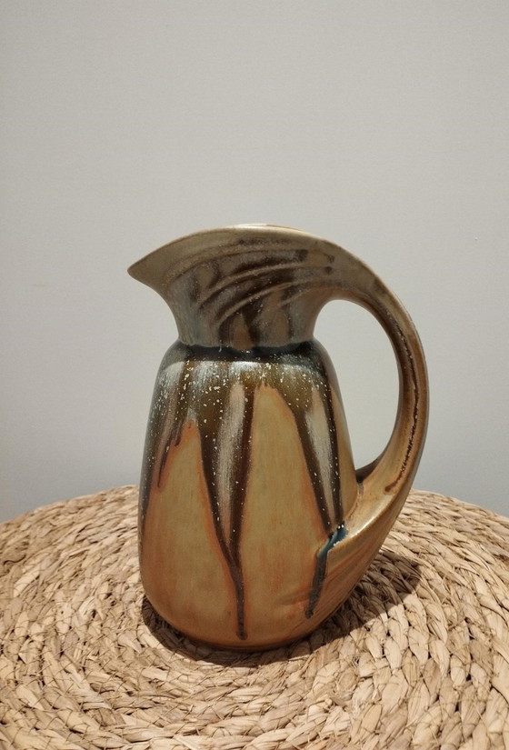 Image 1 of Vintage Keramik - Alter Krug, Kanne, Gießkanne Aus Denbac Geflammtem Steingut - Art Deco Epoche