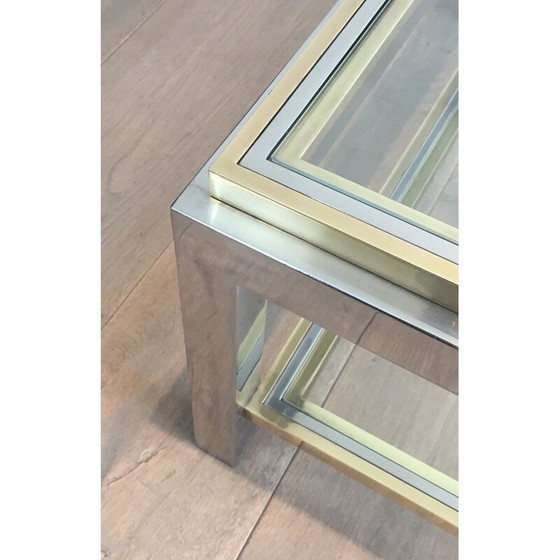 Image 1 of Vintage Couchtisch aus Chrom und Messing, 1970