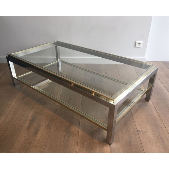 Image 1 of Vintage Couchtisch aus Chrom und Messing, 1970