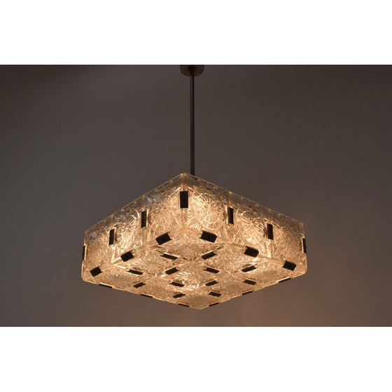 Image 1 of Mid Century Glas-Hängeleuchte von Kamenicky Senov, Tschechoslowakei 1960er Jahre
