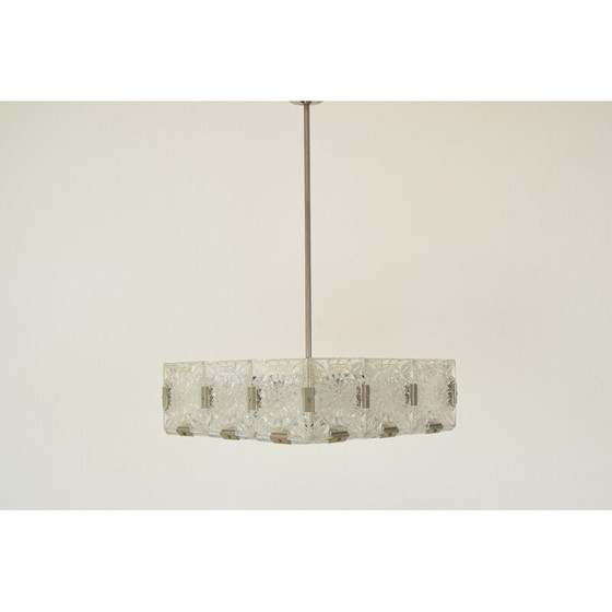 Image 1 of Mid Century Glas-Hängeleuchte von Kamenicky Senov, Tschechoslowakei 1960er Jahre