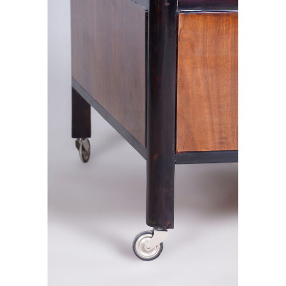 Image 1 of Vintage Art Deco Serviertisch aus Nussbaum und verchromtem Stahl für Thonet, Tschechoslowakei 1930