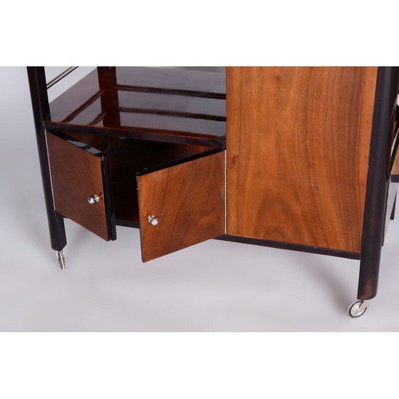 Image 1 of Vintage Art Deco Serviertisch aus Nussbaum und verchromtem Stahl für Thonet, Tschechoslowakei 1930