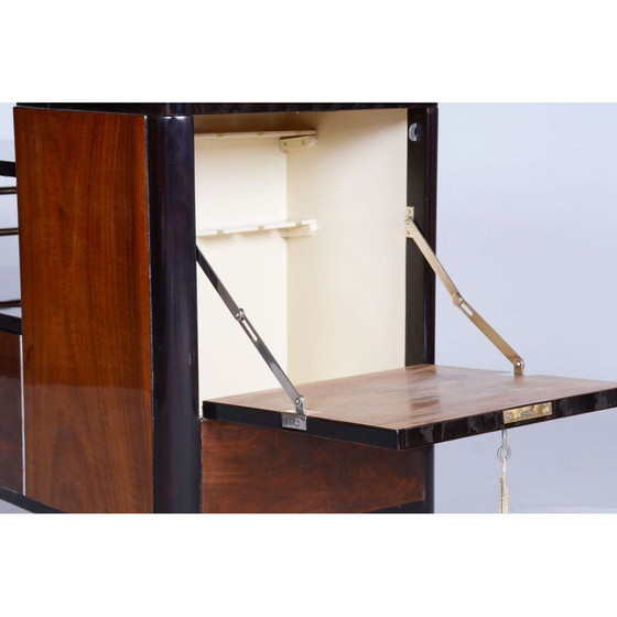 Image 1 of Vintage Art Deco Serviertisch aus Nussbaum und verchromtem Stahl für Thonet, Tschechoslowakei 1930