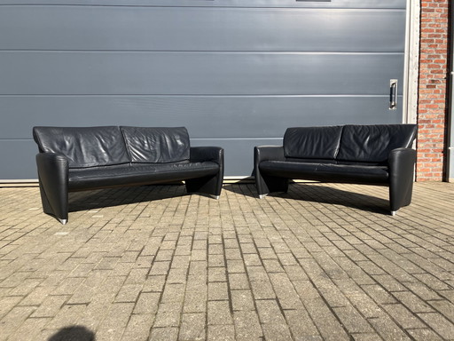 Jori Angel Salon 2.5 + 3Sitz verstellbare Rückenlehnen, Schwarzes Leder