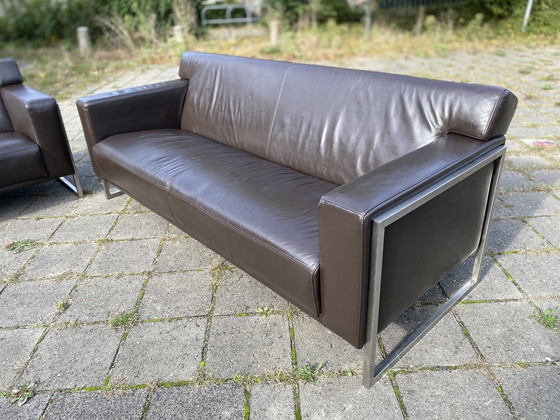 Image 1 of Montel 3-Sitzer Leder Modern Sofa Choco Braun