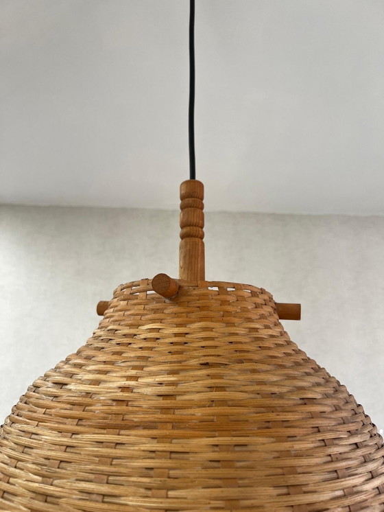 Image 1 of Japandi Deckenleuchte Rattan mit Kupfer