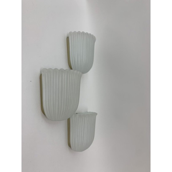 Image 1 of Satz von 3 alten Limburger Glashütte-Wandlampen, 1970er Jahre