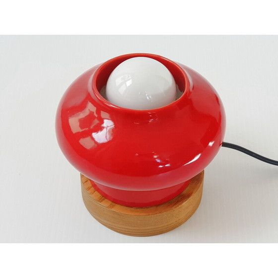 Image 1 of Vintage Keramik und Kiefer Lampe aus Porzellan, Deutschland 1960