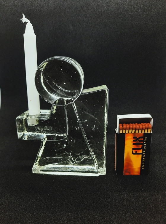 Image 1 of Pressglas Eisblock Glas Kerzenhalter Engel Design Klaus Breit Für Wiesenthal Glashütte