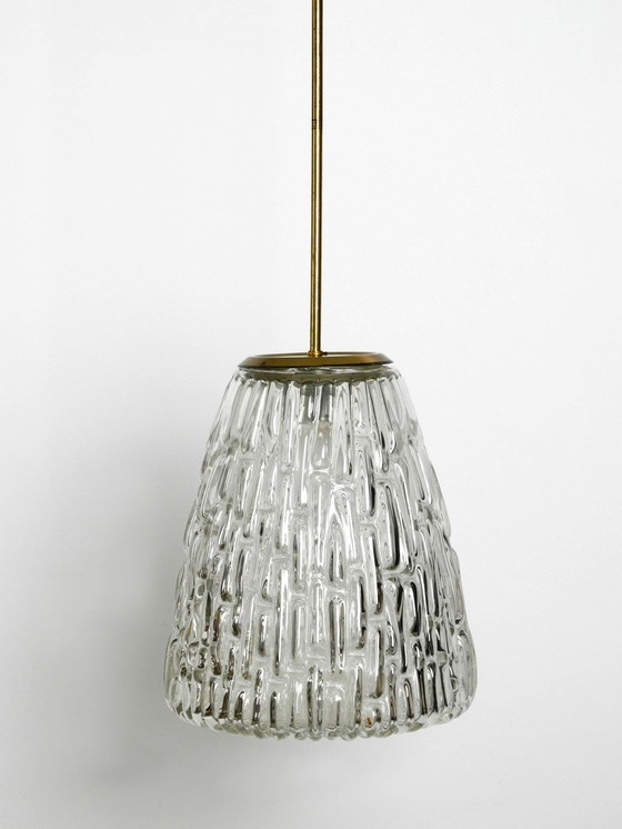 Image 1 of Äußerst seltene und schwere Mid Century Glas Pendelleuchte von Rupert Nikoll Wien