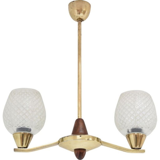 Vintage-Kronleuchter aus Messing von Lidokov, Tschechoslowakei 1960