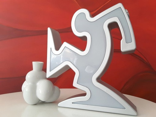 Keith Haring La Linea Lampe Osvaldo Cavandoli Silber In Originalverpackung