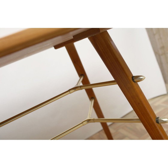 Image 1 of Vintage Couchtisch aus Kirschholz und Messing, 1950