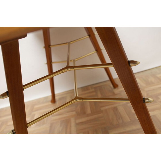 Image 1 of Vintage Couchtisch aus Kirschholz und Messing, 1950