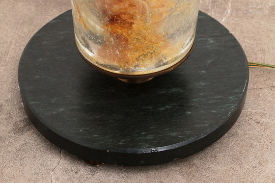 Image 1 of Brutalistische Tischlampe aus Marmor und Glas, Vintage 1980