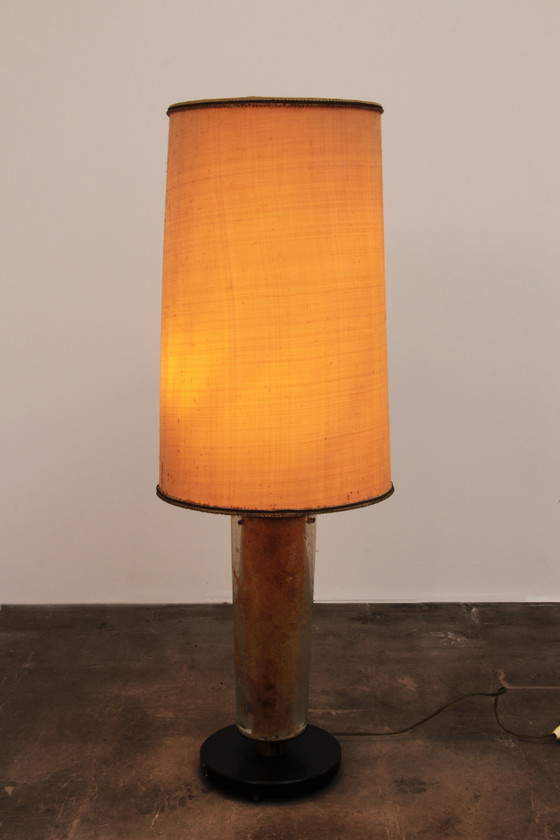 Image 1 of Brutalistische Tischlampe aus Marmor und Glas, Vintage 1980