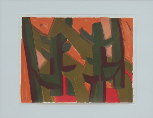 Xandra Donders - Giraffe hinter Bäumen II