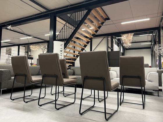 Image 1 of 6x Gelderland 7854 S Esszimmerstühle Braunes Leder