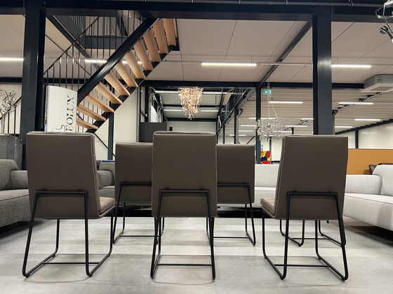 Image 1 of 6x Gelderland 7854 S Esszimmerstühle Braunes Leder