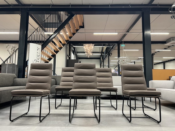 Image 1 of 6x Gelderland 7854 S Esszimmerstühle Braunes Leder