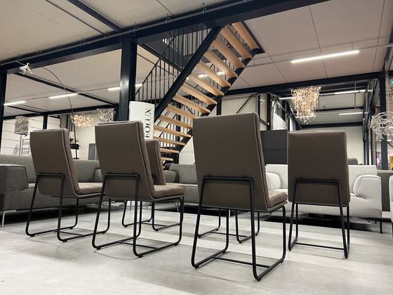 Image 1 of 6x Gelderland 7854 S Esszimmerstühle Braunes Leder