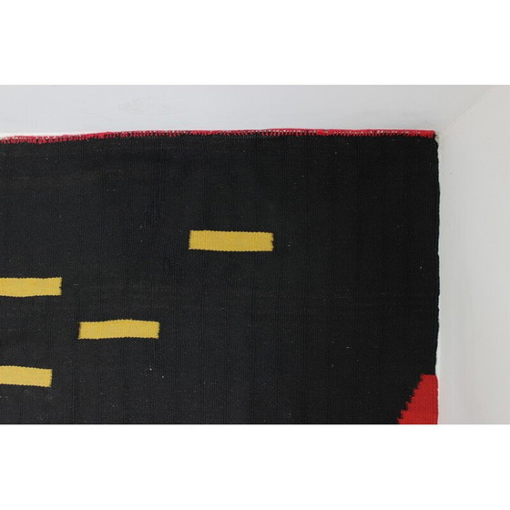 Image 1 of Geometrischer modernistischer Kelimteppich von Kybal, Tschechoslowakei 1950