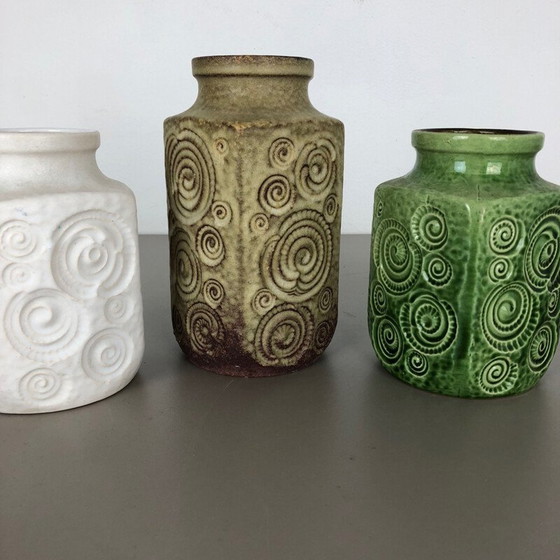 Image 1 of Satz von 3 Vintage-Keramikvasen für Scheurich, Deutschland 1970