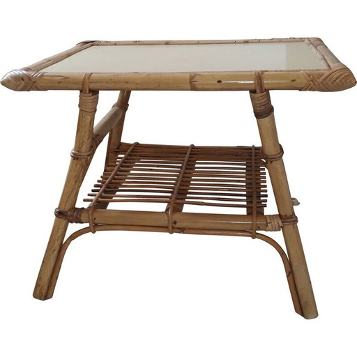 Vintage-Kindertisch aus Rattan und Bambus, 1960