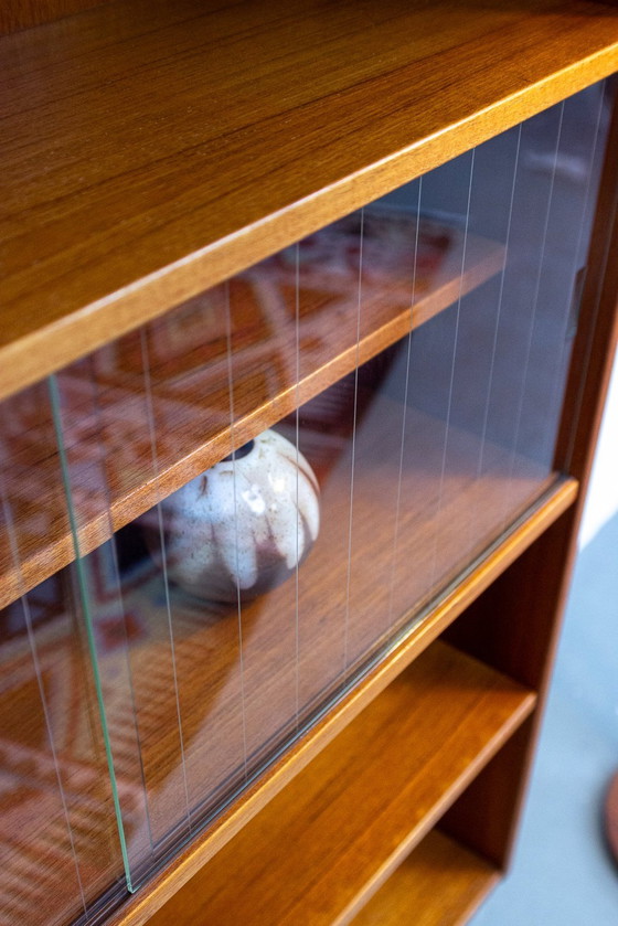 Image 1 of Vintage Teak Vitrine Bücherregal Kommode Highboard