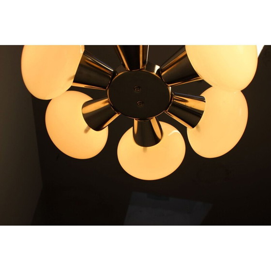 Image 1 of Vintage-Kronleuchter aus Messing und Glas von Kamenický Šenov, Tschechoslowakei 1970