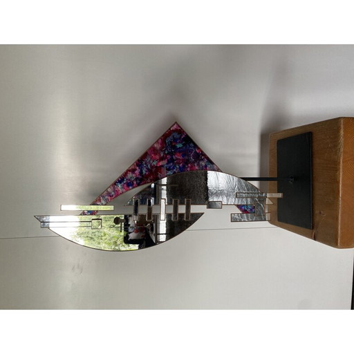 Vintage-Skulptur aus Metall und Glas, 1980