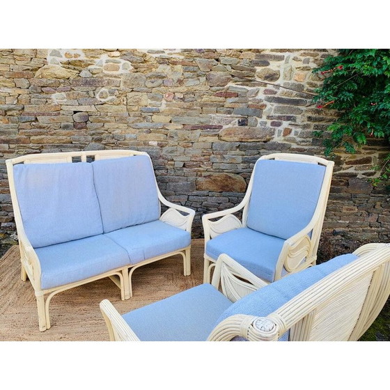 Image 1 of Vintage 2-Sitzer Sofa aus Rattan und Bambus