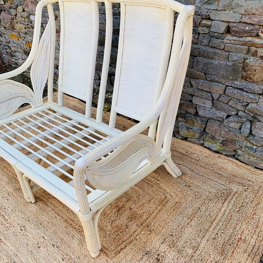 Vintage 2-Sitzer Sofa aus Rattan und Bambus