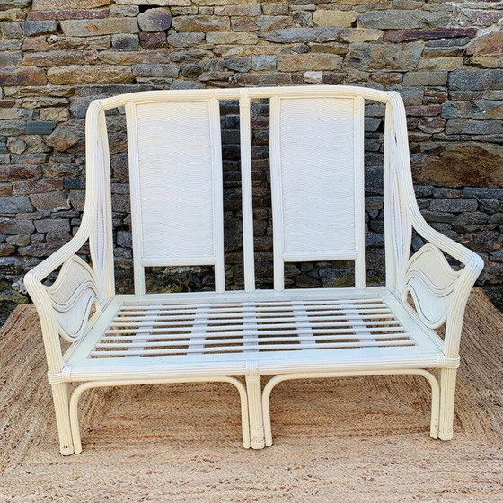 Image 1 of Vintage 2-Sitzer Sofa aus Rattan und Bambus