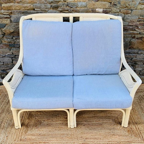 Image 1 of Vintage 2-Sitzer Sofa aus Rattan und Bambus