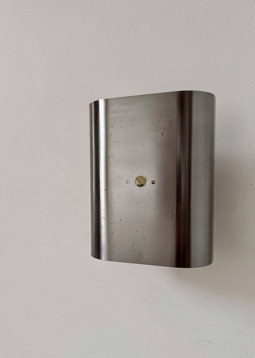 Vintage Wandleuchte Aus Gebürstetem Metall Gebogen - Frankreich 1970