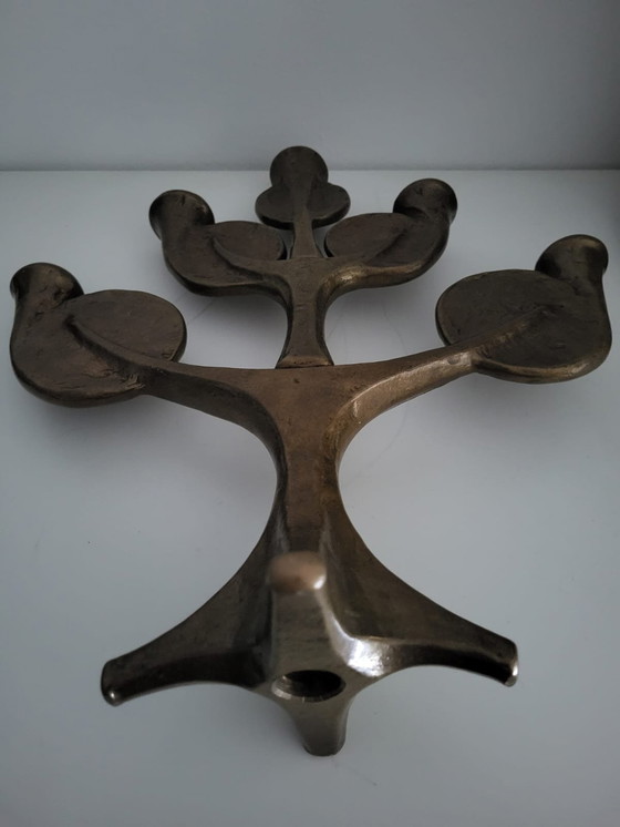 Image 1 of Vintage Harjes Kerzenständer Messing-Blätter