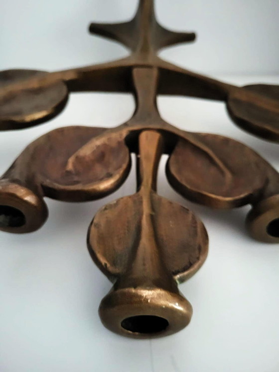 Image 1 of Vintage Harjes Kerzenständer Messing-Blätter