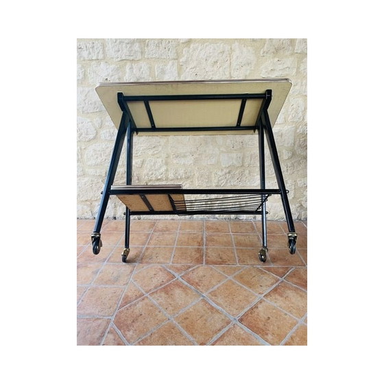 Image 1 of Vintage Formica & Metall Beistelltisch T.V. Stand 1960s