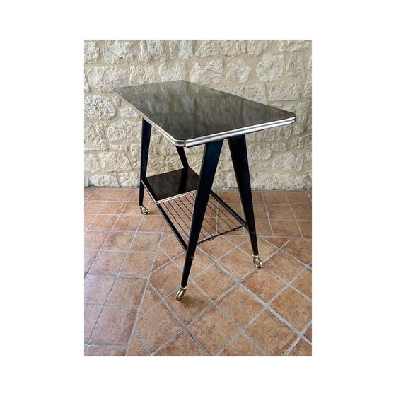 Image 1 of Vintage Formica & Metall Beistelltisch T.V. Stand 1960s