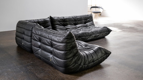 Image 1 of Ligne Roset Togo Sofa-Set aus Schwarz Leder