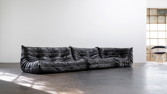 Image 1 of Ligne Roset Togo Sofa-Set aus Schwarz Leder