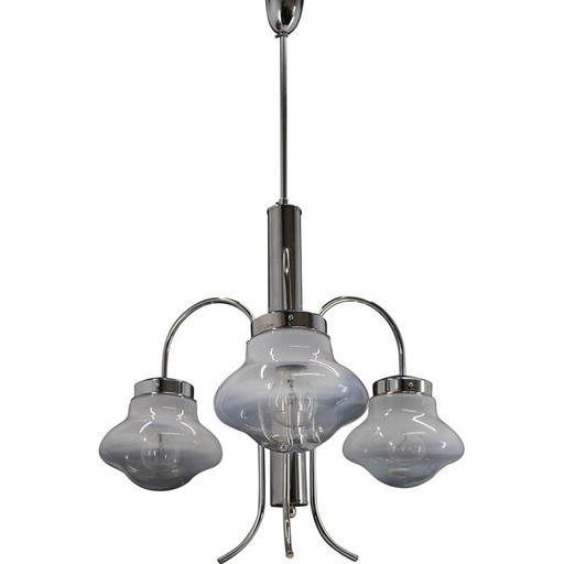 Vintage-Kronleuchter aus Chrom und Muranoglas, Italien 1960