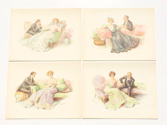 Image 1 of Drucke " Galante Paare 1900 " Von A. Waldemar Radierung