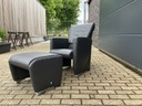 Jori Angel 1Sitz + Fußhocker Anthrazitgraues Lipano Leder