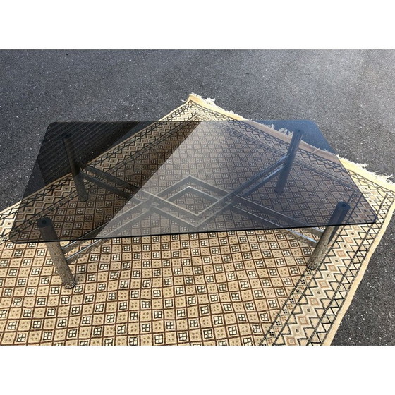 Image 1 of Vintage Couchtisch aus Rauchglas und Chrom, 1970