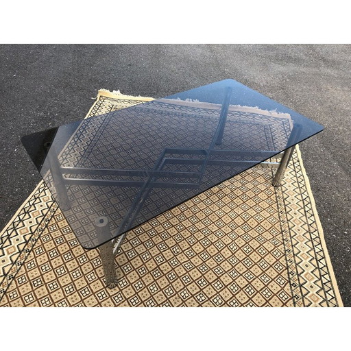 Vintage Couchtisch aus Rauchglas und Chrom, 1970